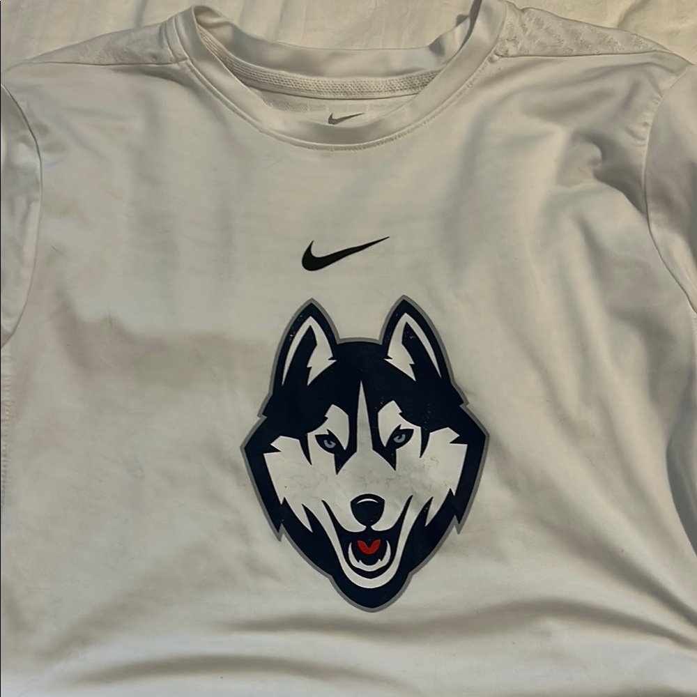 White Nike Long Sleeve with Husky Logo